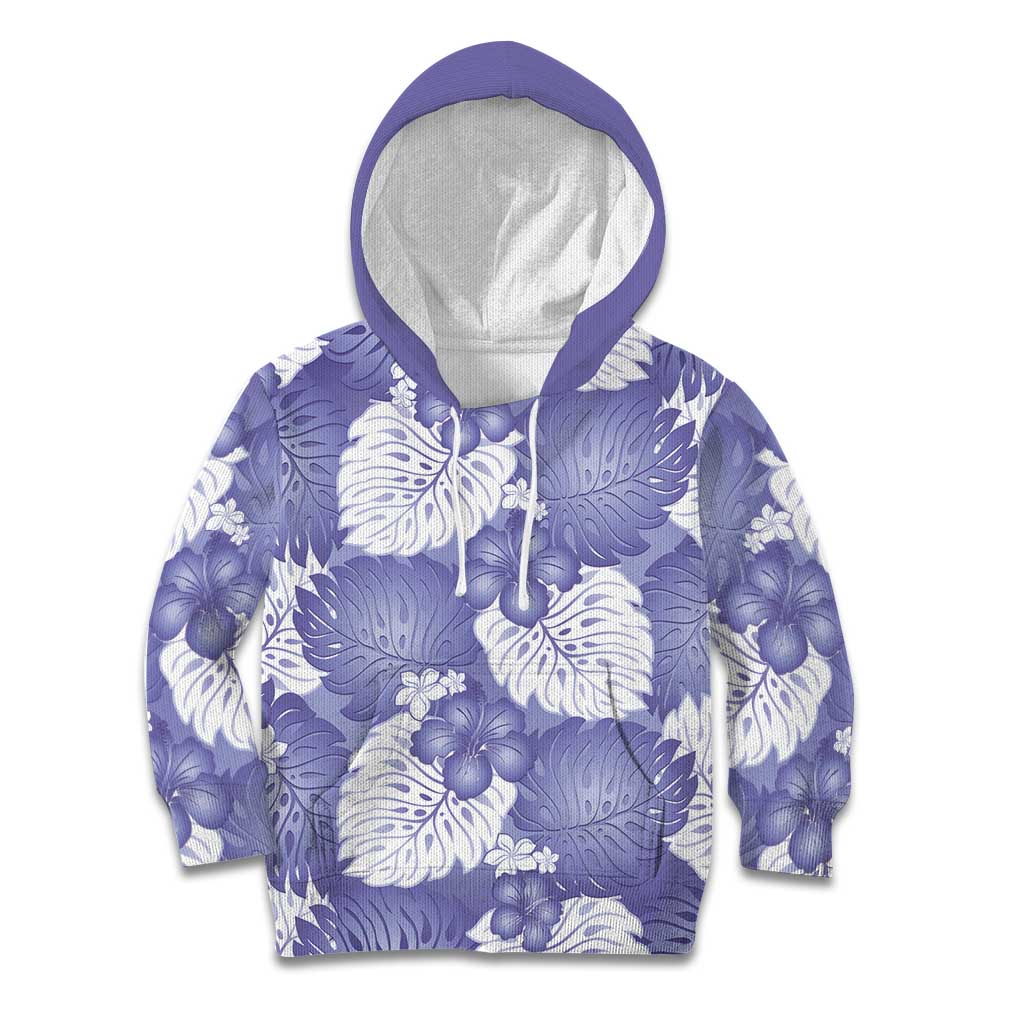 Purple Aloha Hawaii Kid Hoodie Monstera Hibiscus Plumeria Seamless Vibes LT14 Hoodie Purple - Polynesian Pride