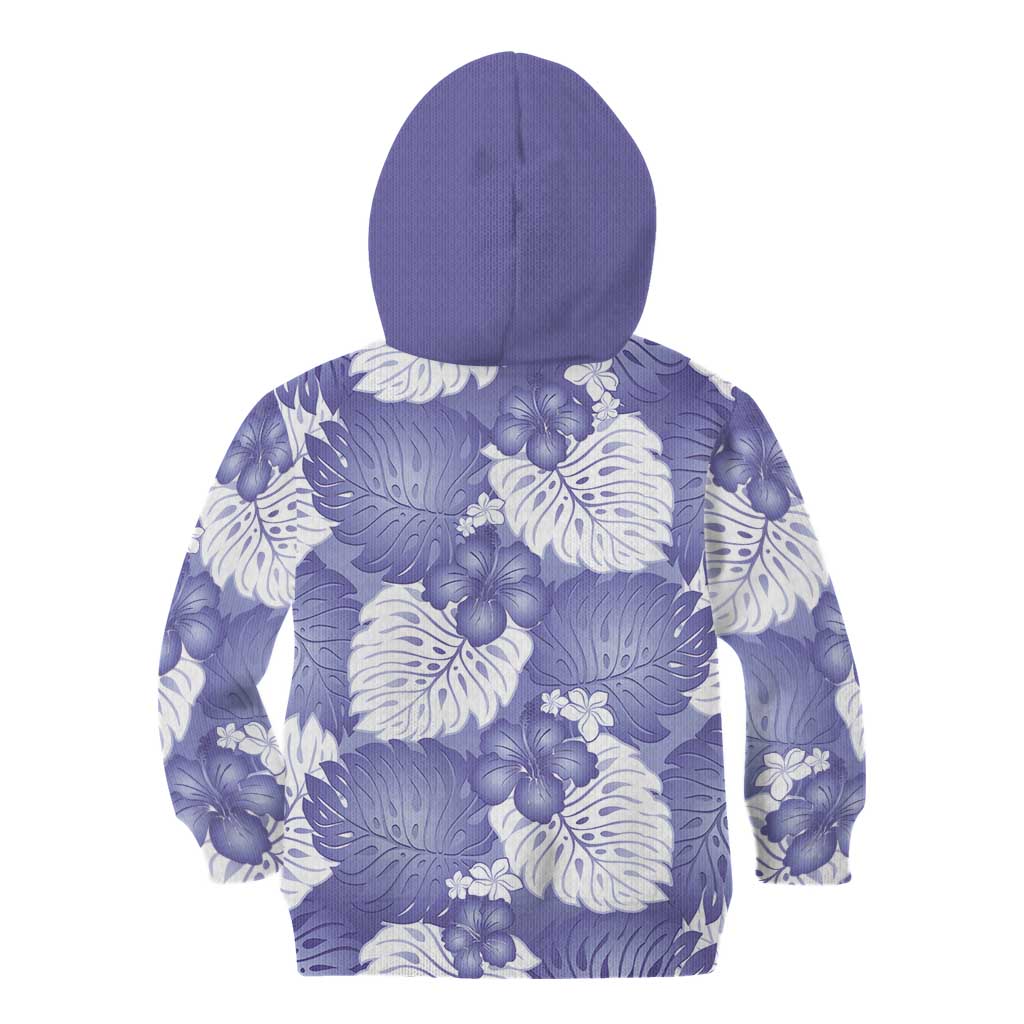 Purple Aloha Hawaii Kid Hoodie Monstera Hibiscus Plumeria Seamless Vibes LT14 - Polynesian Pride