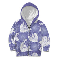 Purple Aloha Hawaii Kid Hoodie Monstera Hibiscus Plumeria Seamless Vibes LT14 Zip Hoodie Purple - Polynesian Pride