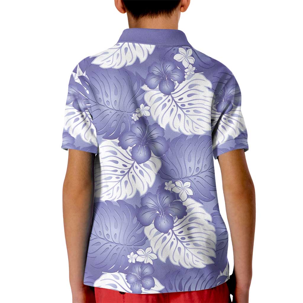 Purple Aloha Hawaii Kid Polo Shirt Monstera Hibiscus Plumeria Seamless Vibes LT14 - Polynesian Pride