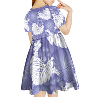 Purple Aloha Hawaii Kid Short Sleeve Dress Monstera Hibiscus Plumeria Seamless Vibes LT14 - Polynesian Pride