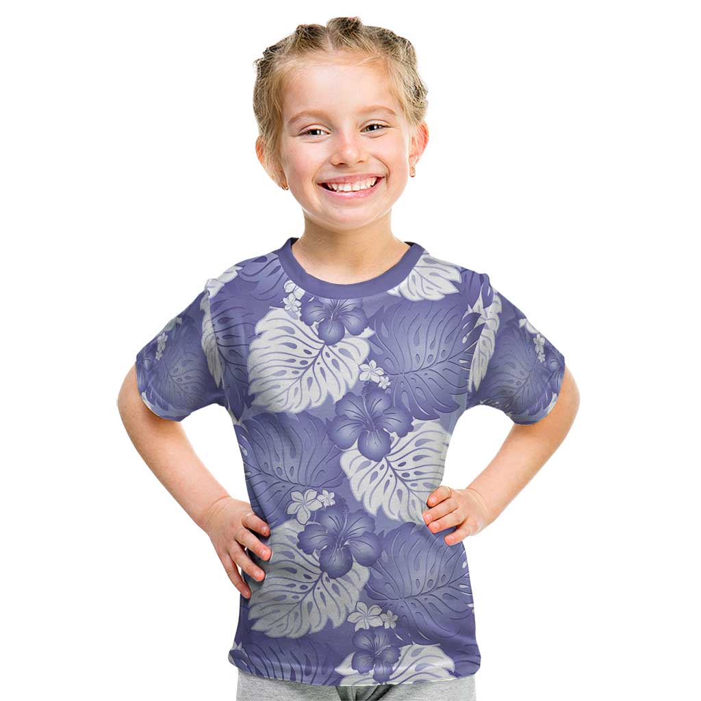 Purple Aloha Hawaii Kid T Shirt Monstera Hibiscus Plumeria Seamless Vibes LT14 Purple - Polynesian Pride