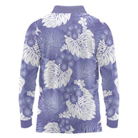 Purple Aloha Hawaii Long Sleeve Polo Shirt Monstera Hibiscus Plumeria Seamless Vibes LT14 - Polynesian Pride