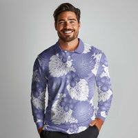 Purple Aloha Hawaii Long Sleeve Polo Shirt Monstera Hibiscus Plumeria Seamless Vibes LT14 - Polynesian Pride