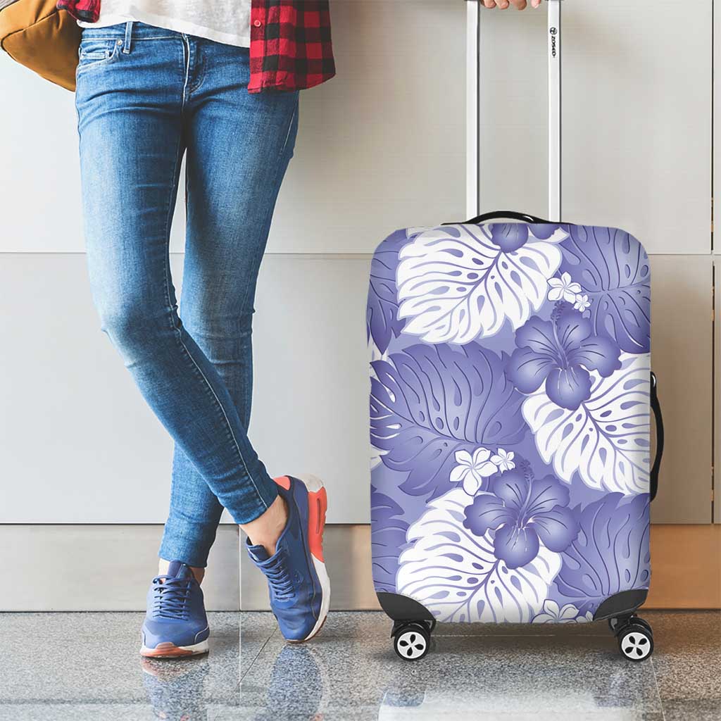 Purple Aloha Hawaii Luggage Cover Monstera Hibiscus Plumeria Seamless Vibes LT14 - Polynesian Pride
