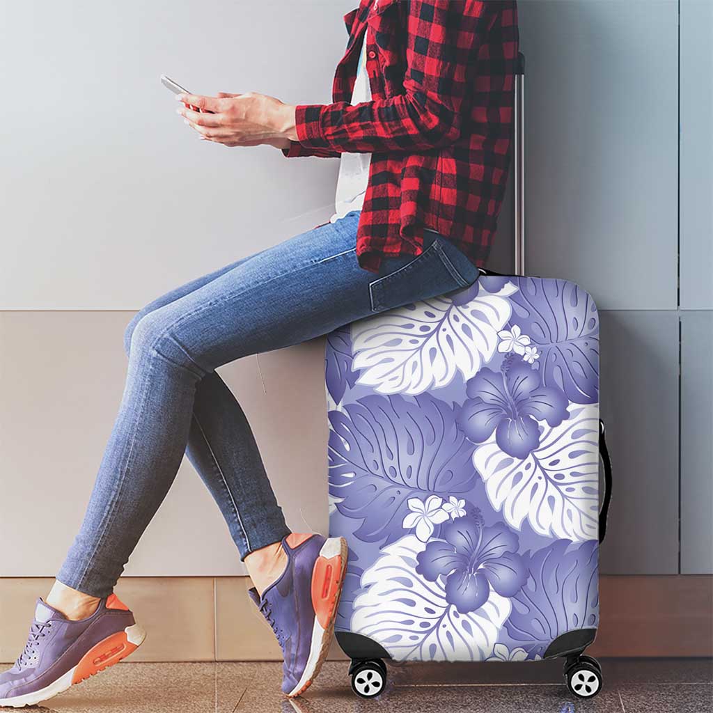 Purple Aloha Hawaii Luggage Cover Monstera Hibiscus Plumeria Seamless Vibes LT14 - Polynesian Pride