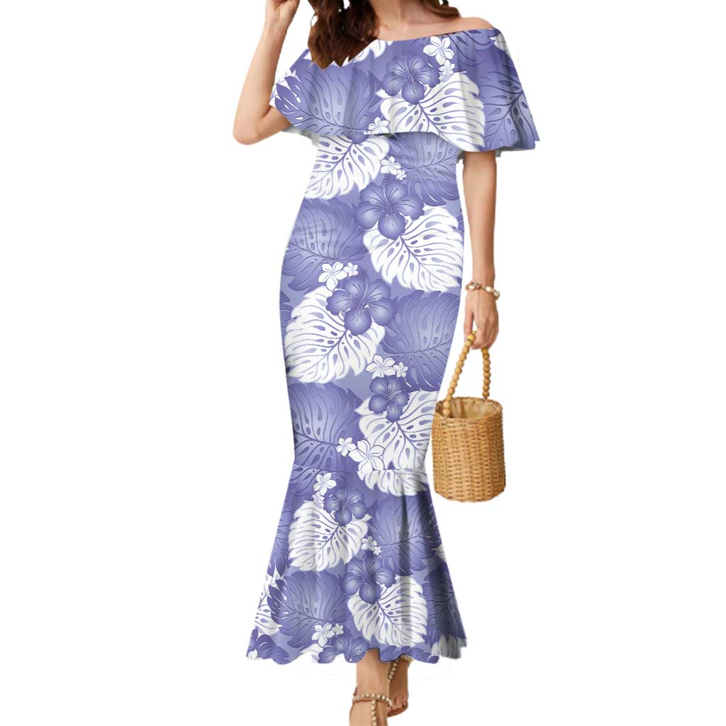 Purple Aloha Hawaii Mermaid Dress Monstera Hibiscus Plumeria Seamless Vibes LT14 Women Purple - Polynesian Pride