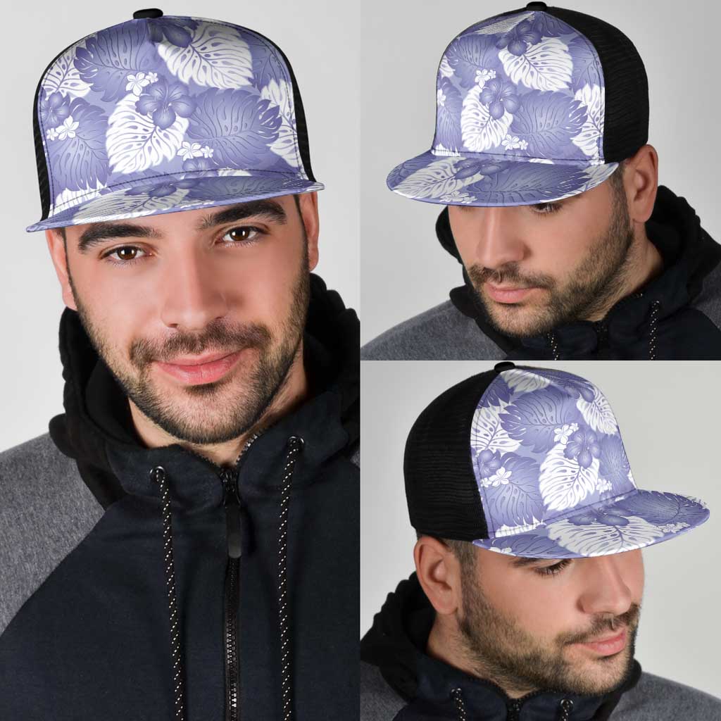 Purple Aloha Hawaii Mesh Trucker Cap Monstera Hibiscus Plumeria Seamless Vibes - Polynesian Pride