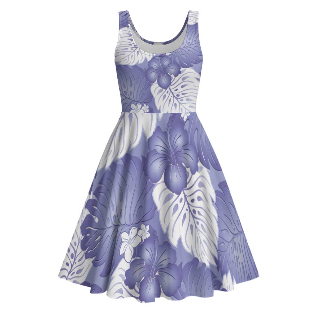 Purple Aloha Hawaii Midi Dress Monstera Hibiscus Plumeria Seamless Vibes LT14 Purple - Polynesian Pride
