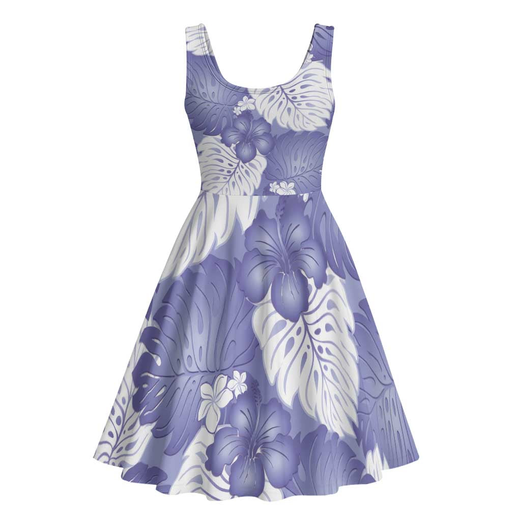 Purple Aloha Hawaii Midi Dress Monstera Hibiscus Plumeria Seamless Vibes LT14 - Polynesian Pride