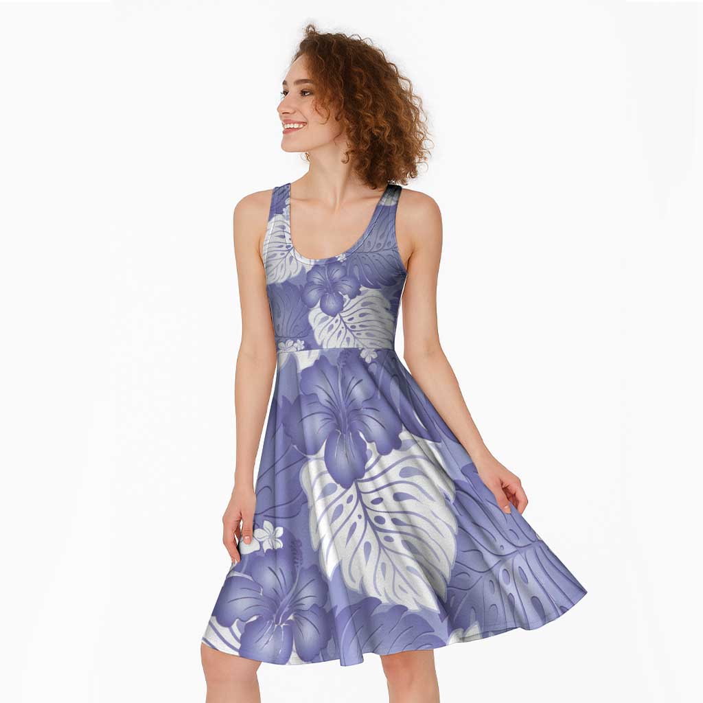 Purple Aloha Hawaii Midi Dress Monstera Hibiscus Plumeria Seamless Vibes LT14 - Polynesian Pride
