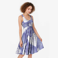 Purple Aloha Hawaii Midi Dress Monstera Hibiscus Plumeria Seamless Vibes LT14 - Polynesian Pride