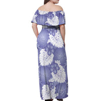 Purple Aloha Hawaii Off Shoulder Maxi Dress Monstera Hibiscus Plumeria Seamless Vibes LT14 - Polynesian Pride