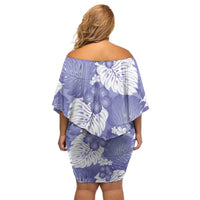 Purple Aloha Hawaii Off Shoulder Short Dress Monstera Hibiscus Plumeria Seamless Vibes LT14 - Polynesian Pride