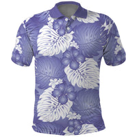 Purple Aloha Hawaii Polo Shirt Monstera Hibiscus Plumeria Seamless Vibes LT14 Purple - Polynesian Pride