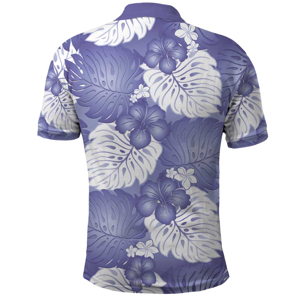 Purple Aloha Hawaii Polo Shirt Monstera Hibiscus Plumeria Seamless Vibes LT14 - Polynesian Pride