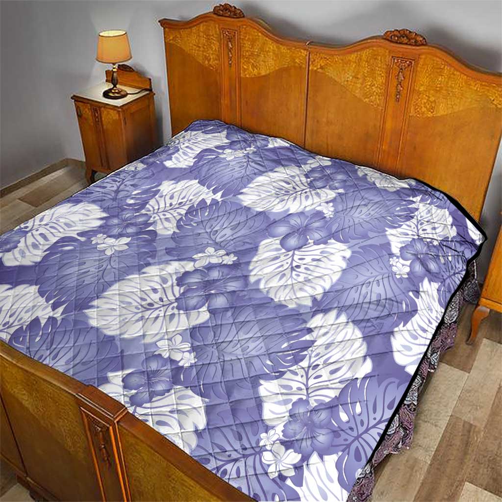 Purple Aloha Hawaii Quilt Monstera Hibiscus Plumeria Seamless Vibes - Polynesian Pride