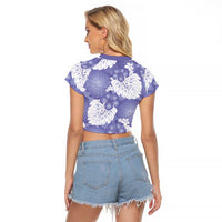 Purple Aloha Hawaii Raglan Cropped T Shirt Monstera Hibiscus Plumeria Seamless Vibes LT14 - Polynesian Pride