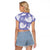 Purple Aloha Hawaii Raglan Cropped T Shirt Monstera Hibiscus Plumeria Seamless Vibes - Polynesian Pride