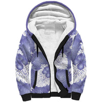 Purple Aloha Hawaii Sherpa Hoodie Monstera Hibiscus Plumeria Seamless Vibes LT14 Unisex Purple - Polynesian Pride