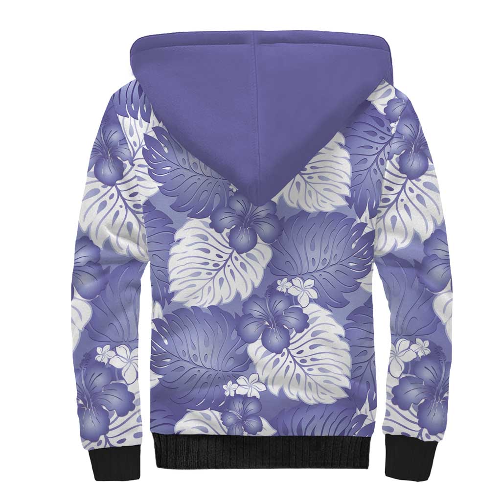 Purple Aloha Hawaii Sherpa Hoodie Monstera Hibiscus Plumeria Seamless Vibes LT14 - Polynesian Pride