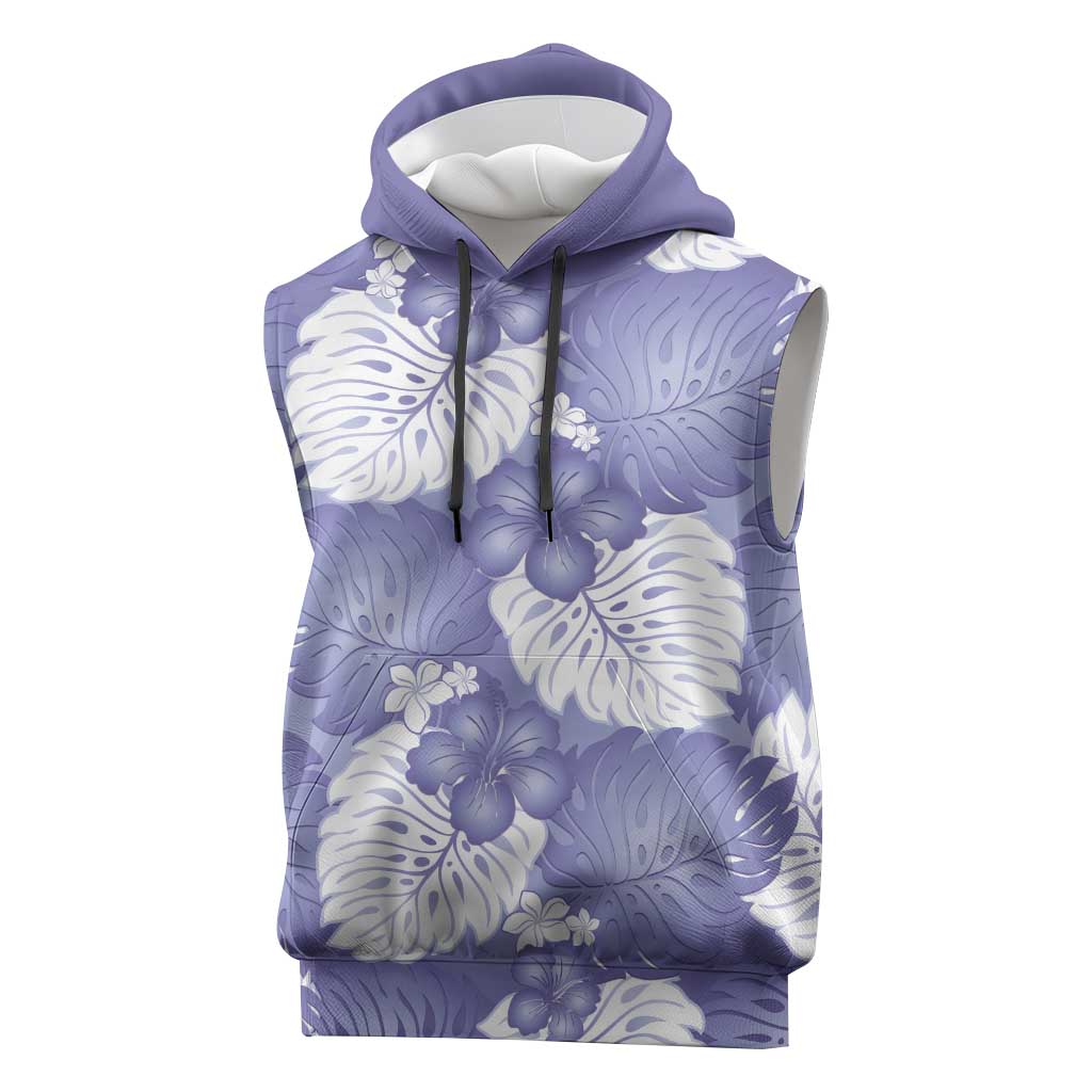 Purple Aloha Hawaii Sleeveless Hoodie Monstera Hibiscus Plumeria Seamless Vibes LT14 Purple - Polynesian Pride