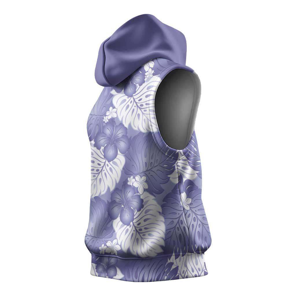 Purple Aloha Hawaii Sleeveless Hoodie Monstera Hibiscus Plumeria Seamless Vibes LT14 - Polynesian Pride