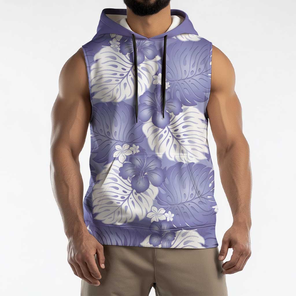 Purple Aloha Hawaii Sleeveless Hoodie Monstera Hibiscus Plumeria Seamless Vibes LT14 - Polynesian Pride