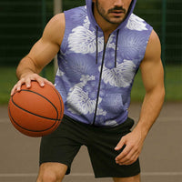 Purple Aloha Hawaii Sleeveless Zip Hoodie Monstera Hibiscus Plumeria Seamless Vibes LT14 - Polynesian Pride