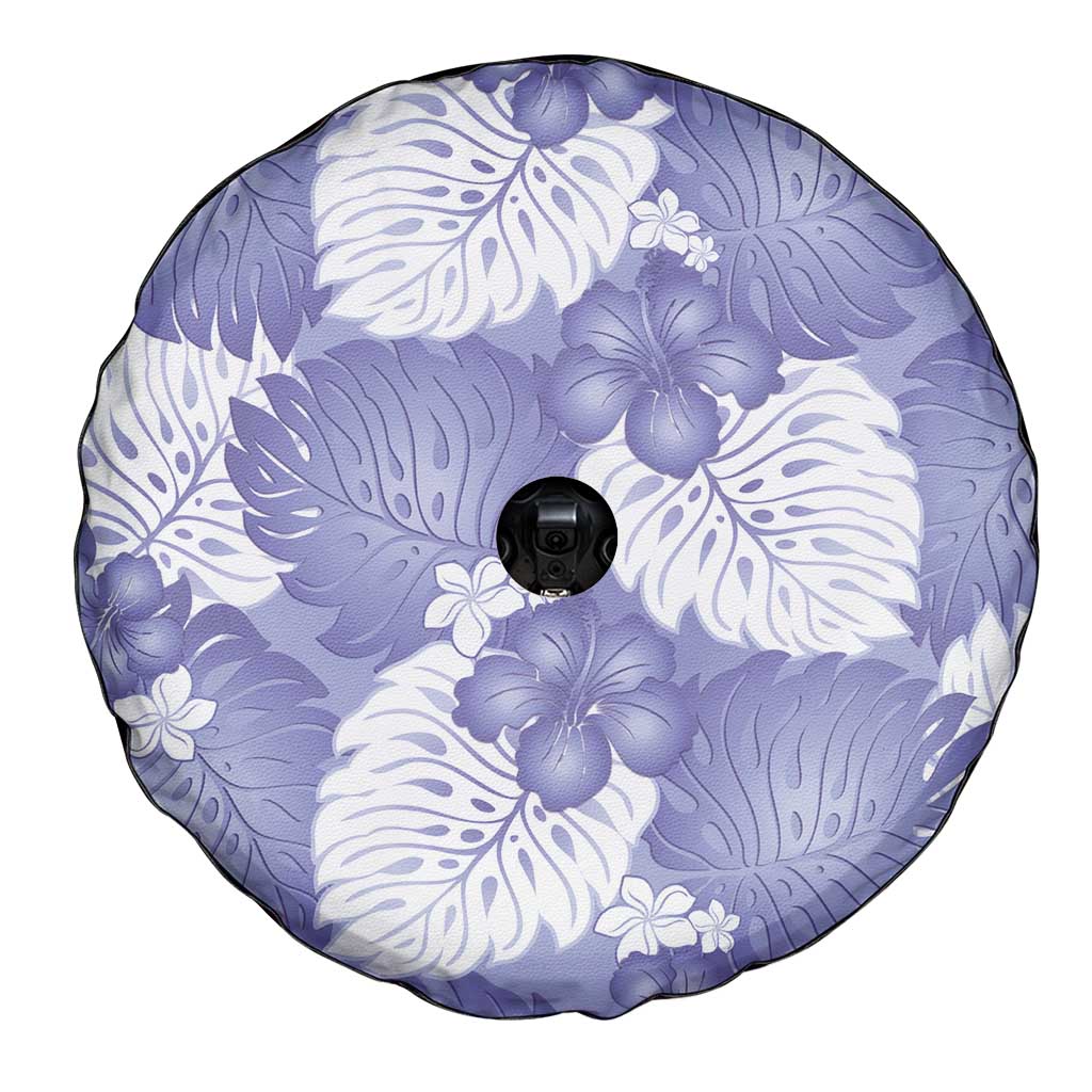 Purple Aloha Hawaii Spare Tire Cover Monstera Hibiscus Plumeria Seamless Vibes LT14 - Polynesian Pride
