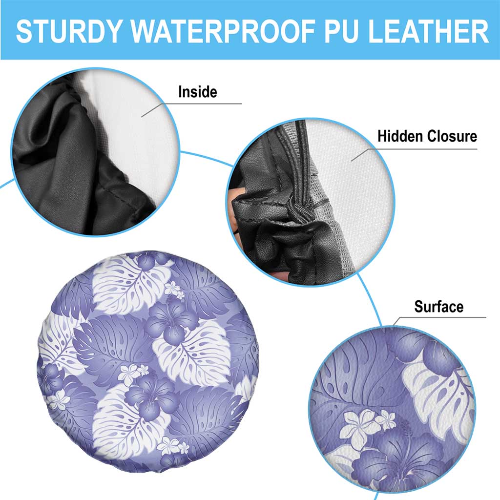 Purple Aloha Hawaii Spare Tire Cover Monstera Hibiscus Plumeria Seamless Vibes LT14 - Polynesian Pride