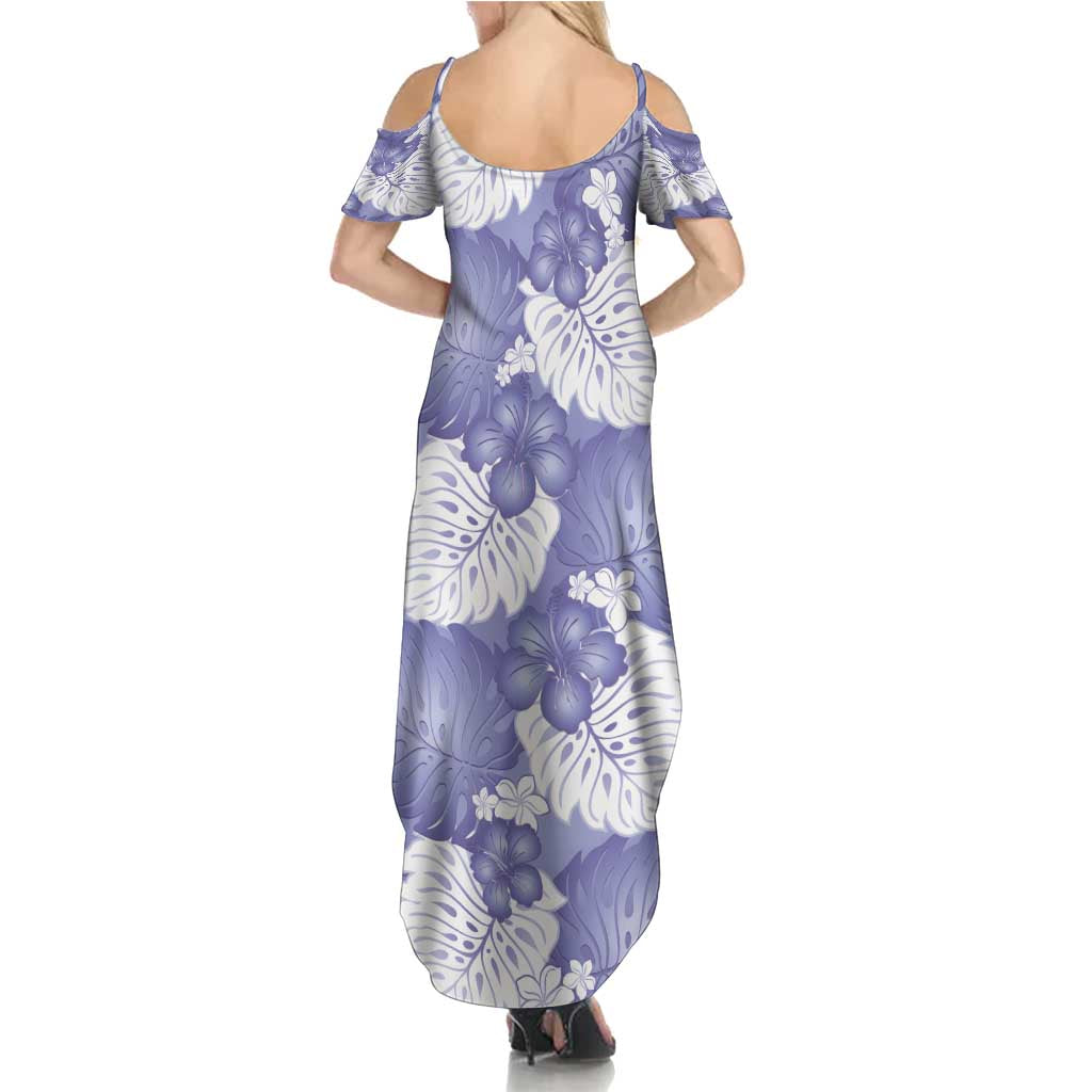 Purple Aloha Hawaii Summer Maxi Dress Monstera Hibiscus Plumeria Seamless Vibes LT14 - Polynesian Pride