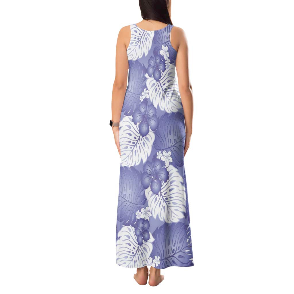 Purple Aloha Hawaii Tank Maxi Dress Monstera Hibiscus Plumeria Seamless Vibes LT14 - Polynesian Pride