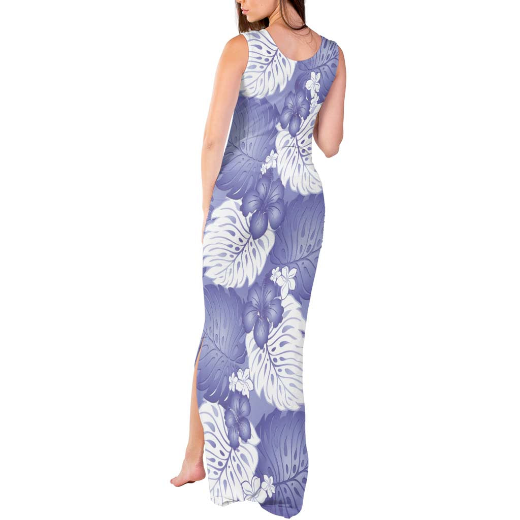 Purple Aloha Hawaii Tank Maxi Dress Monstera Hibiscus Plumeria Seamless Vibes LT14 - Polynesian Pride