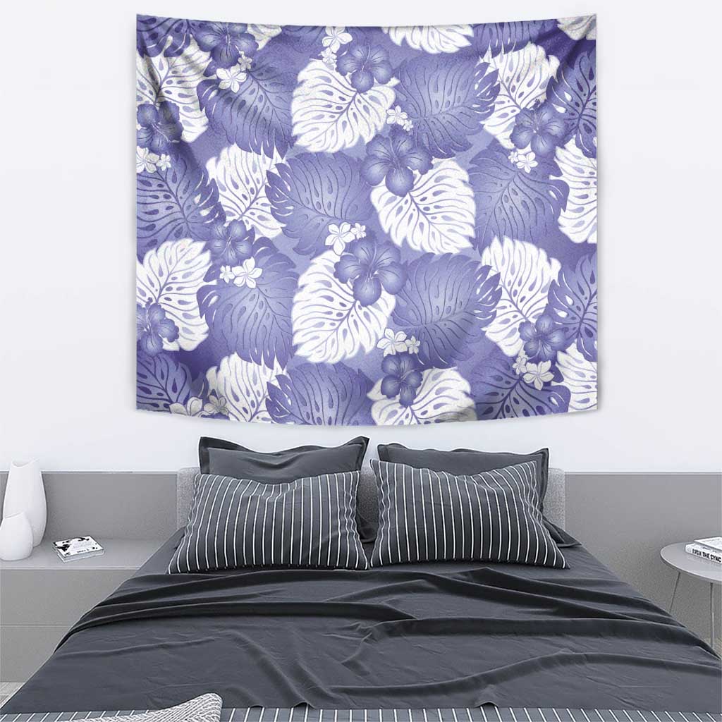 Purple Aloha Hawaii Tapestry Monstera Hibiscus Plumeria Seamless Vibes - Polynesian Pride