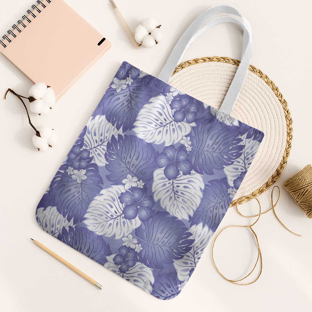 Purple Aloha Hawaii Tote Bag Monstera Hibiscus Plumeria Seamless Vibes - Polynesian Pride