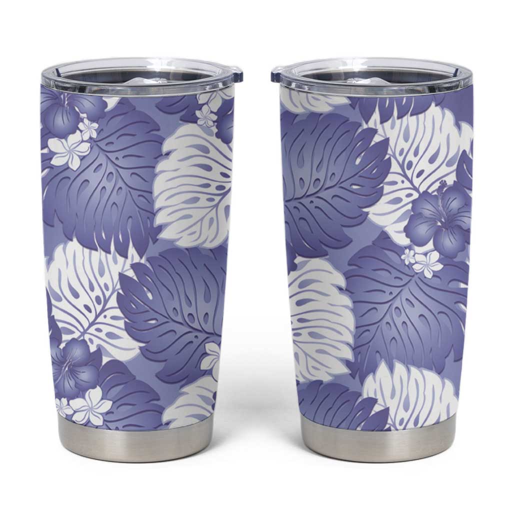 Purple Aloha Hawaii Tumbler Cup Monstera Hibiscus Plumeria Seamless Vibes LT14 Purple - Polynesian Pride