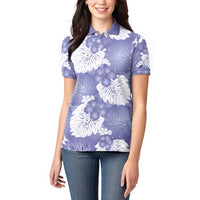 Purple Aloha Hawaii Women Polo Shirt Monstera Hibiscus Plumeria Seamless Vibes - Polynesian Pride