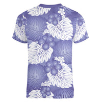 Purple Aloha Hawaii Women V-Neck T-Shirt Monstera Hibiscus Plumeria Seamless Vibes LT14 - Polynesian Pride