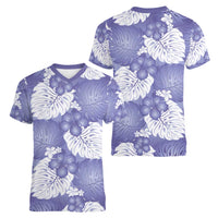 Purple Aloha Hawaii Women V-Neck T-Shirt Monstera Hibiscus Plumeria Seamless Vibes LT14 - Polynesian Pride