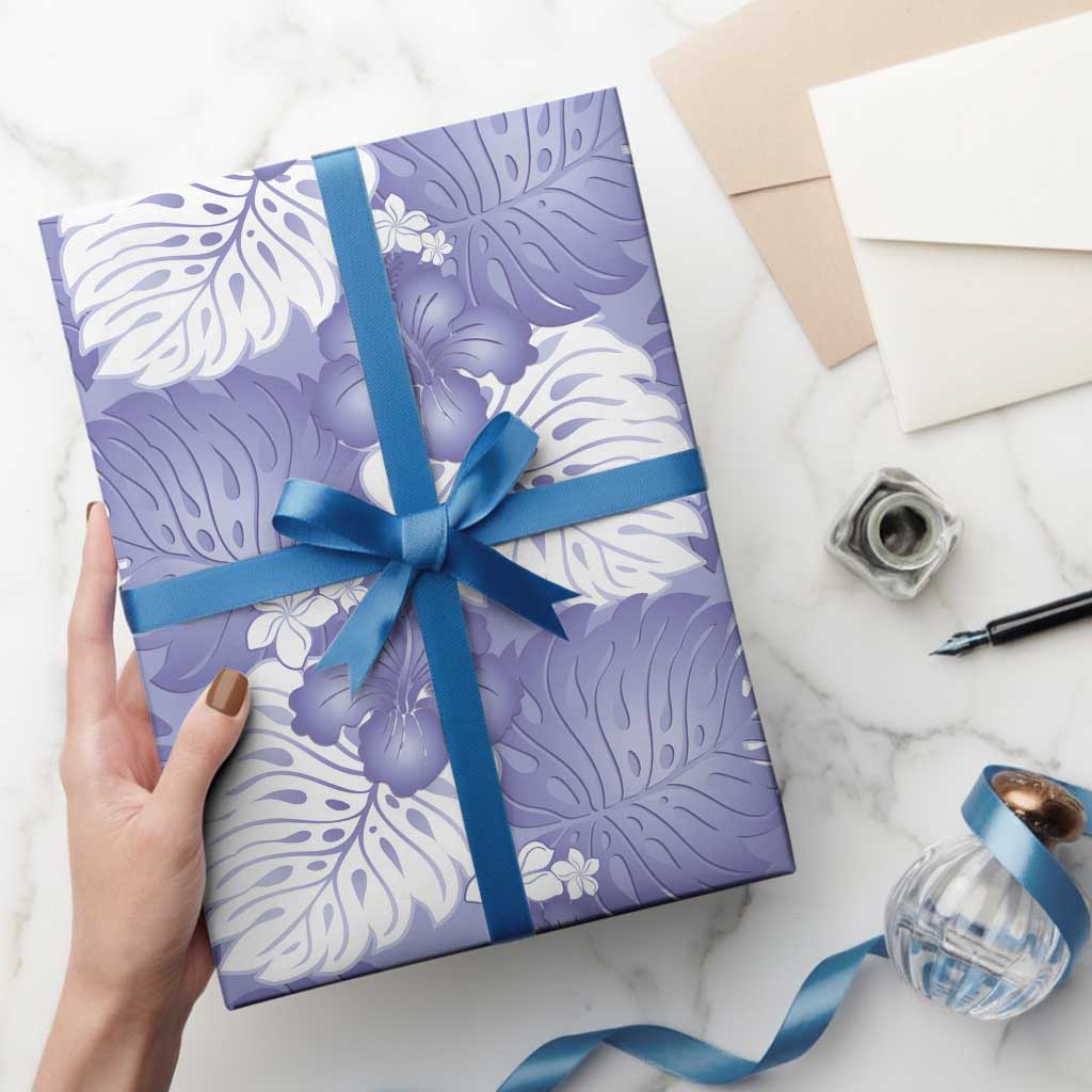Purple Aloha Hawaii Wrapping Paper Monstera Hibiscus Plumeria Seamless Vibes - Polynesian Pride