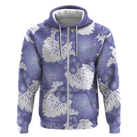 Purple Aloha Hawaii Zip Hoodie Monstera Hibiscus Plumeria Seamless Vibes LT14 Zip Hoodie Purple - Polynesian Pride