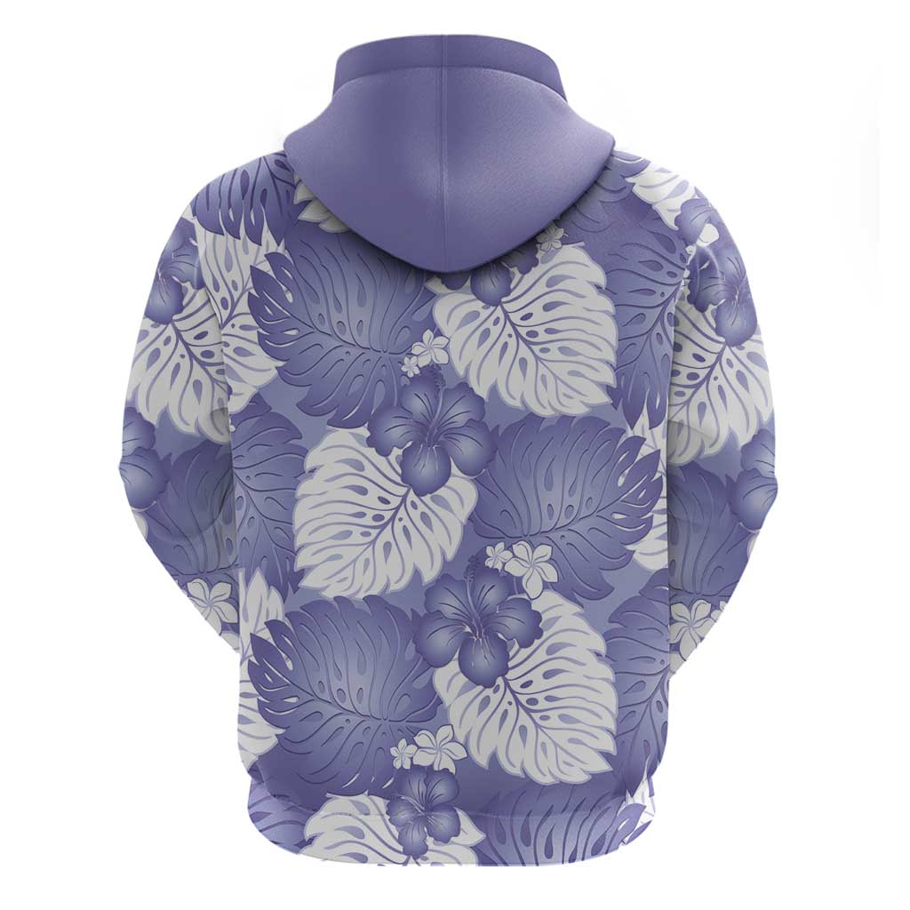 Purple Aloha Hawaii Zip Hoodie Monstera Hibiscus Plumeria Seamless Vibes LT14 - Polynesian Pride