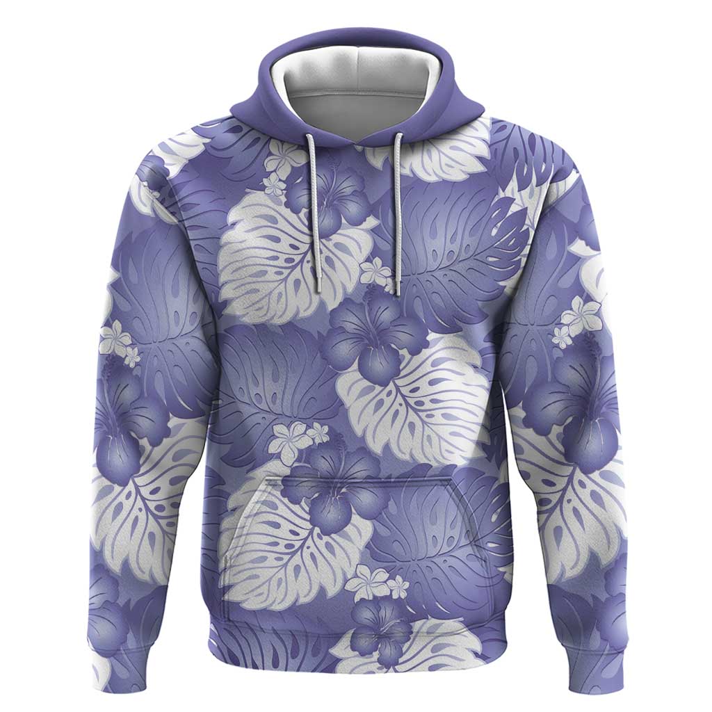 Purple Aloha Hawaii Zip Hoodie Monstera Hibiscus Plumeria Seamless Vibes LT14 Pullover Hoodie Purple - Polynesian Pride