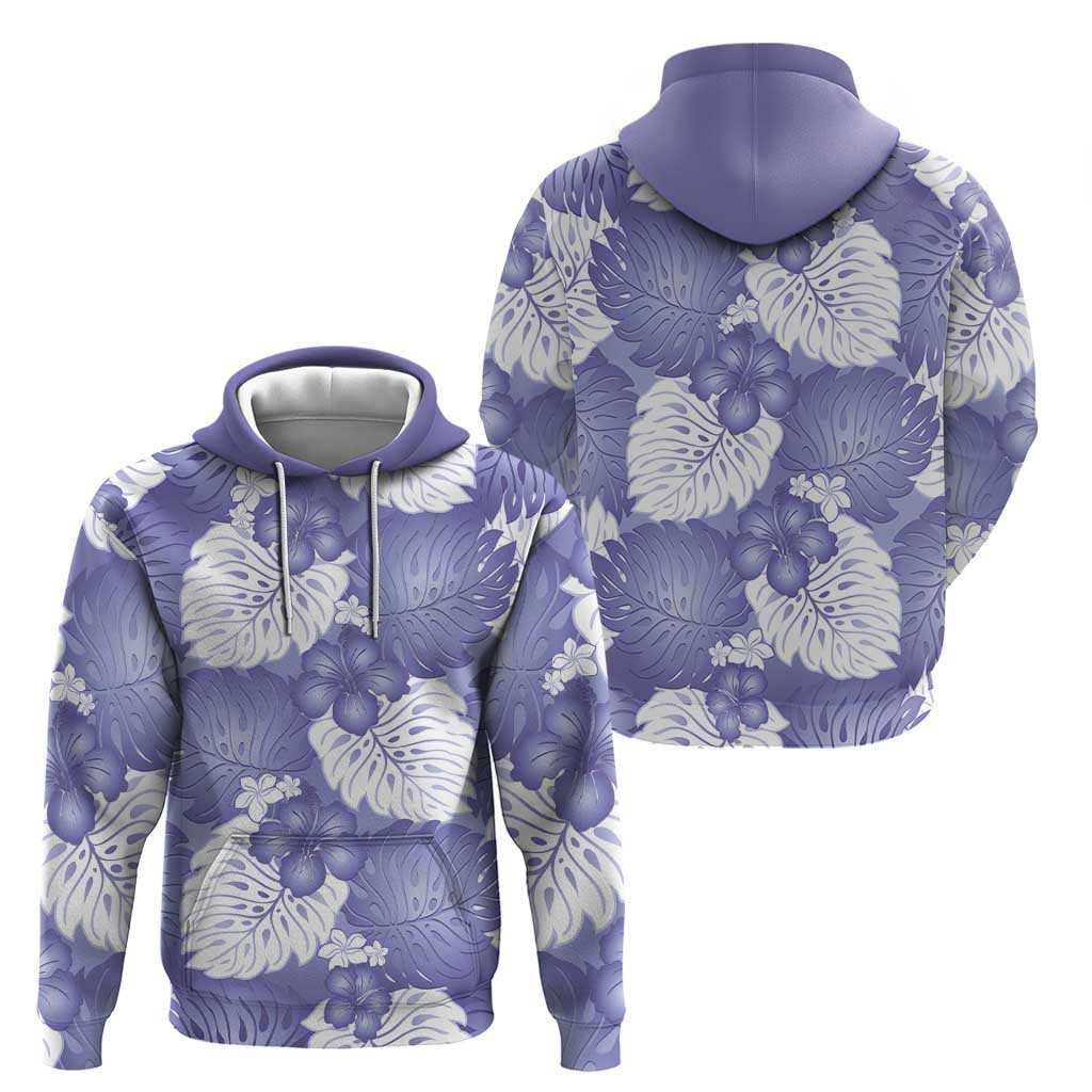 Purple Aloha Hawaii Zip Hoodie Monstera Hibiscus Plumeria Seamless Vibes LT14 - Polynesian Pride
