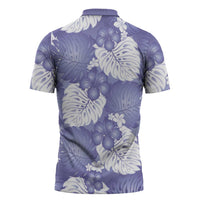 Purple Aloha Hawaii Zipper Polo Shirt Monstera Hibiscus Plumeria Seamless Vibes LT14 - Polynesian Pride