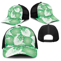 Green Aloha Hawaii Baseball Net Cap Monstera Hibiscus Plumeria Seamless Vibes - Polynesian Pride