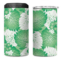 Green Aloha Hawaii 4 in 1 Can Cooler Tumbler Monstera Hibiscus Plumeria Seamless Vibes LT14 One Size: 16 oz Green - Polynesian Pride