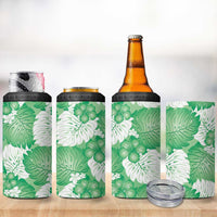 Green Aloha Hawaii 4 in 1 Can Cooler Tumbler Monstera Hibiscus Plumeria Seamless Vibes LT14 - Polynesian Pride