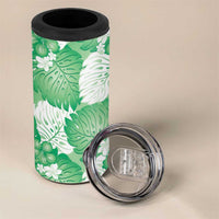 Green Aloha Hawaii 4 in 1 Can Cooler Tumbler Monstera Hibiscus Plumeria Seamless Vibes LT14 - Polynesian Pride